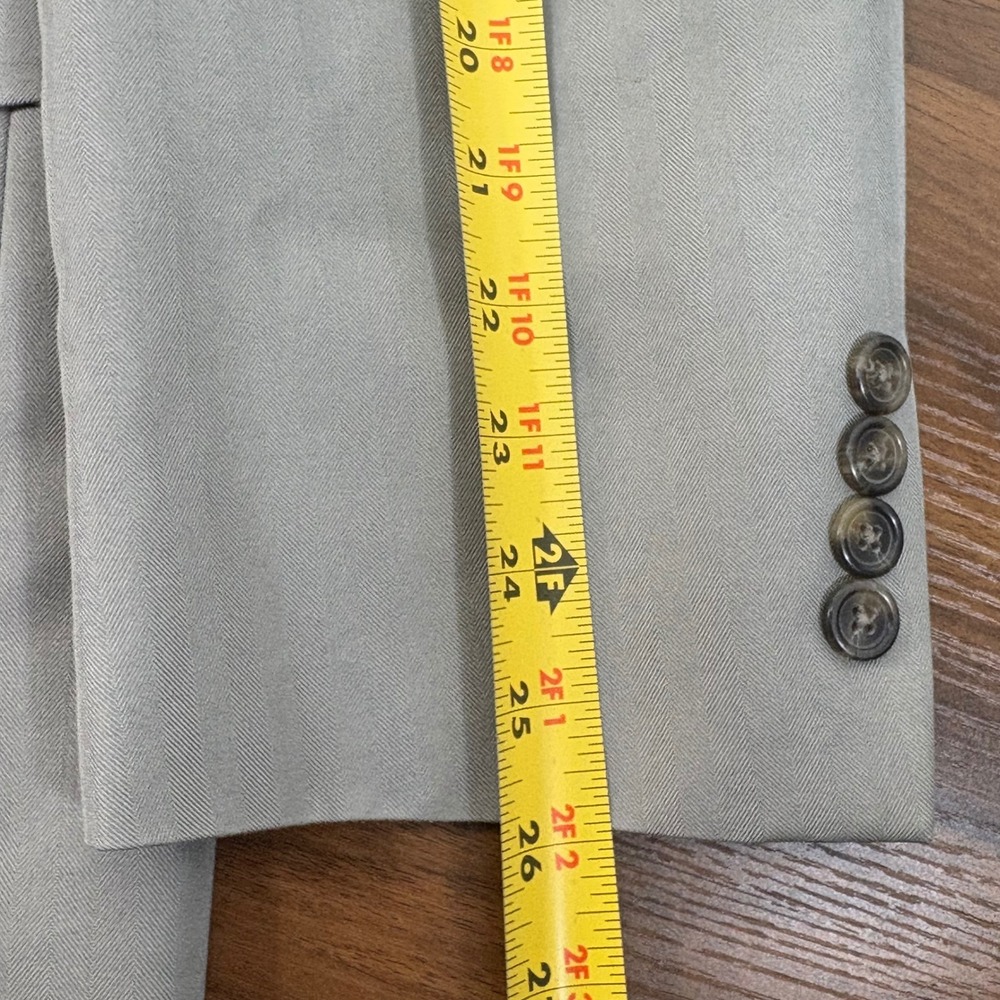 Chaps Mens Light Gray Herringbone 3-Button Suit Set 44R Jacket 36W x 31L Pants - Picture 12 of 16